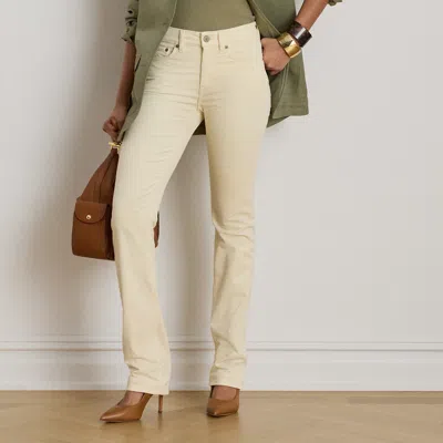 Ralph Lauren Mid-rise Corduroy Slim Straight Pant In Mascarpone Cream In Metallic