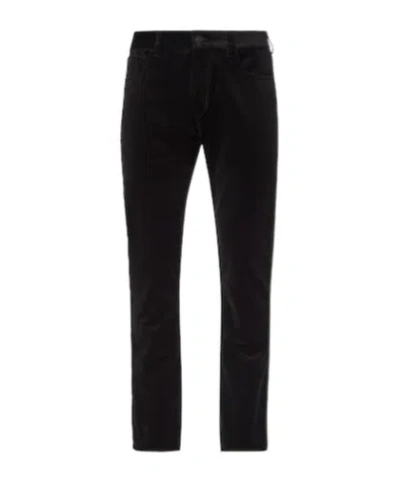 Ralph Lauren Mid-rise Cotton Velvet Slim Pants In Black