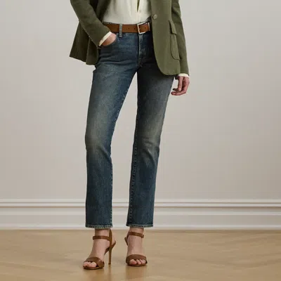 Ralph Lauren Mid-rise Straight Ankle Jean In Haze Wash In Blue