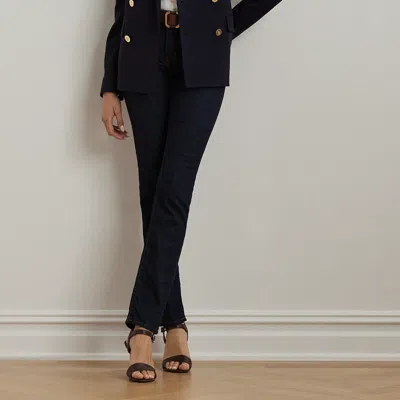 Ralph Lauren Mid-rise Straight Jean In Dark Rinse Wash Denim In Black