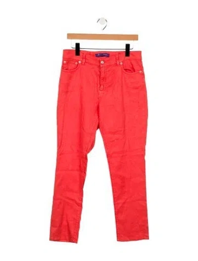 Pre-owned Ralph Lauren Mid-rise Straight Leg Jeans In Orange