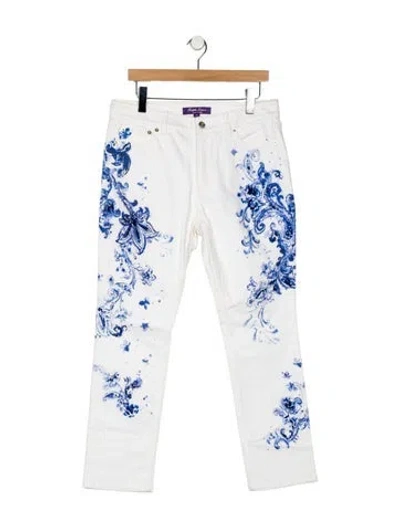 Pre-owned Ralph Lauren Mid-rise Straight Leg Jeans In White