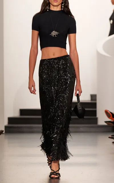 Ralph Lauren Milani Sequined Maxi Skirt In Black