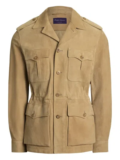 Ralph Lauren Military-style Suede Jacket In Brown