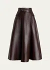 Polo Ralph Lauren Soft Leather Midi-skirt In Brown