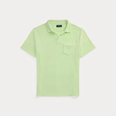 Ralph Lauren Mineral-dyed Terry Polo Shirt In Leaf