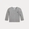 Polo Ralph Lauren Babies' Mini-cable Cotton Cardigan In Andover Heather