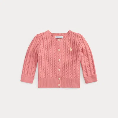 Ralph Lauren Mini-cable Cotton Cardigan In Pink