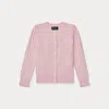 Polo Ralph Lauren Kids' Mini-cable Cotton Cardigan In Pink
