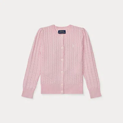 Ralph Lauren Kids' Mini-cable Cotton Cardigan In Pink