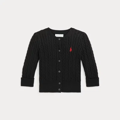 Ralph Lauren Mini-cable Cotton Cardigan In Polo Black