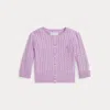 Polo Ralph Lauren Babies' Mini-cable Cotton Cardigan In Spring Iris