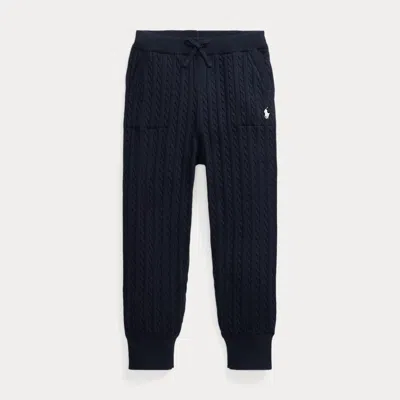 Polo Ralph Lauren Kids' Mini-cable Cotton Jogging Bottoms In Blue