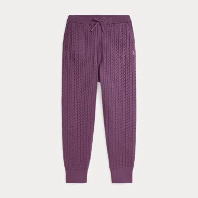 Polo Ralph Lauren Kids' Mini-cable Cotton Jogging Bottoms In Purple