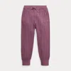 Polo Ralph Lauren Kids' Mini-cable Cotton Jogging Bottoms In Pink