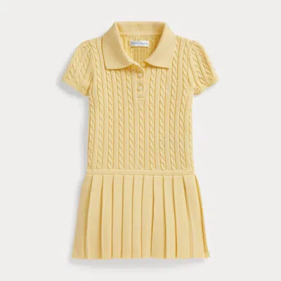 Ralph Lauren Babies'  Mini-cable Polo Sweater Dress In Yellow