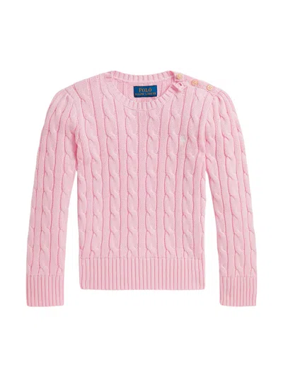 Ralph Lauren Mini Cotton Sweater For Girls In Pink