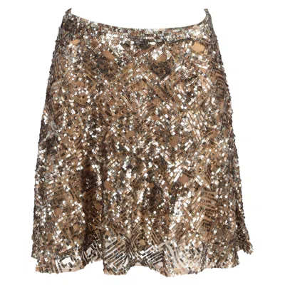 Polo Ralph Lauren Mini High-waisted A-line Skirt In Gold Sequin