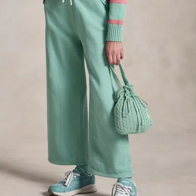 Ralph Lauren Kids' Mini-cable Drawstring Bucket Bag In Celadon In Green