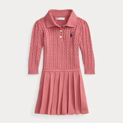 Ralph Lauren Babies' Mini-cable Polo Sweater Dress In Canvas Pink