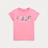 Ralph Lauren Kids' Mixed-logo Cotton Jersey Tee In Pink
