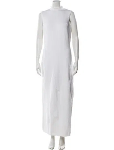 Pre-owned Ralph Lauren Mock Neck Long Dress In White