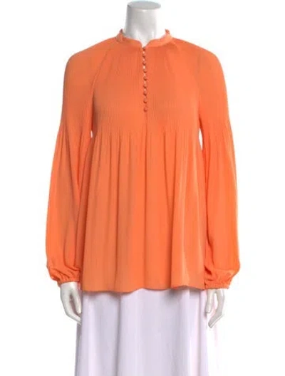 Pre-owned Ralph Lauren Mock Neck Long Sleeve Blouse In Orange