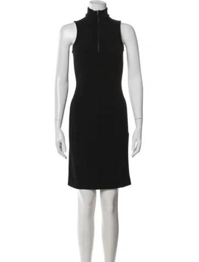 Pre-owned Ralph Lauren Mock Neck Mini Dress In Black
