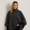 Ralph Lauren Mockneck Knit Poncho In Gray