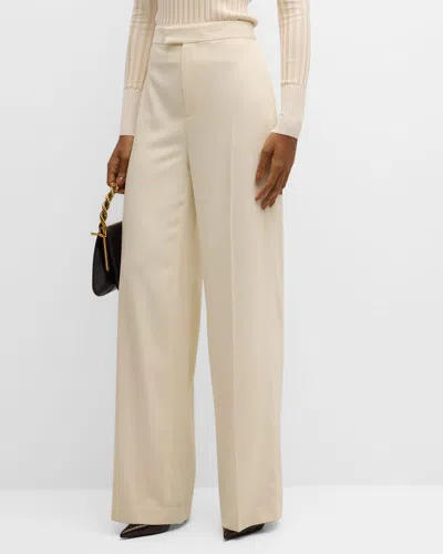 Polo Ralph Lauren Modern Wool Wide-leg Trousers In Cream