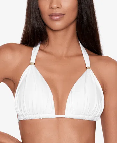 Ralph Lauren Mold Cup Halter Bikini Bra Top In White