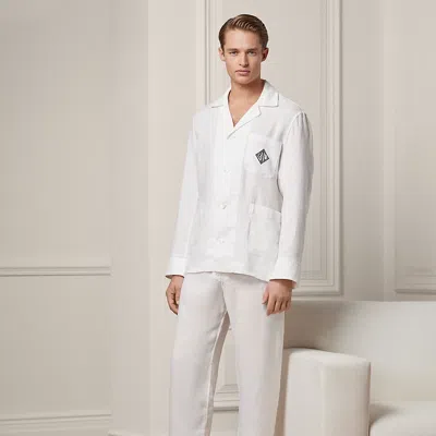 Ralph Lauren Monogram Linen Pajama Set In White