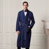 Ralph Lauren Monogram Silk Twill Robe In Navy