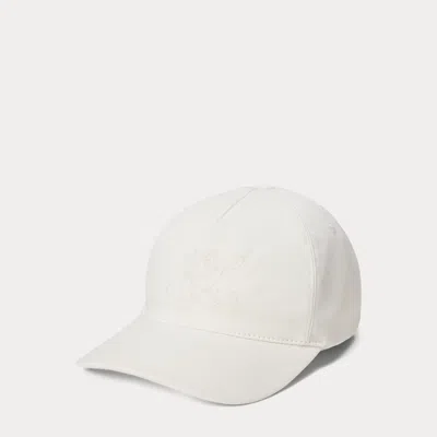 Ralph Lauren Monogram Twill Ball Cap In White
