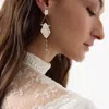 Ralph Lauren Monogrammed Crest Drop Earrings In Silver