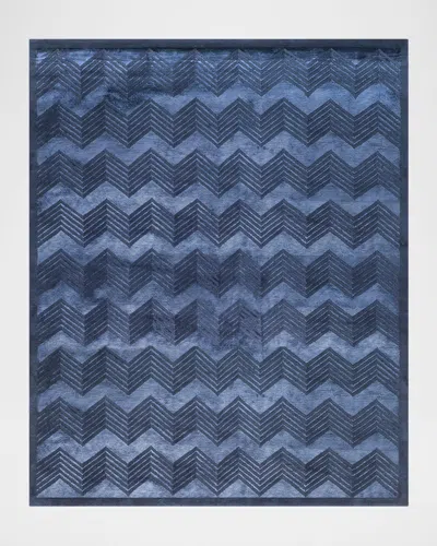 Ralph Lauren Monroe Chevron Hand Knotted Rug In Blue