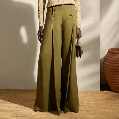 Polo Ralph Lauren Montaine Linen Pant In Moss