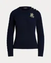 Ralph Lauren Montiva Long Sleeve Pullover In Black