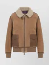 Ralph Lauren Shearling-collared Bomber Jacket In Brown