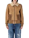 Ralph Lauren Morrison Shearling-trimmed Suede Jacket In Brown