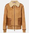 Ralph Lauren Morrison Shearling-trimmed Suede Jacket In Brown
