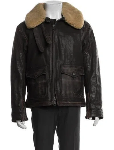 Pre-owned Ralph Lauren Moto Jacket In Brown
