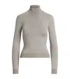 Ralph Lauren Mulberry Silk-blend Turtleneck Sweatshirt In Gray