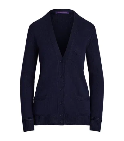 Ralph Lauren Mulberry Silk Cardigan In Navy