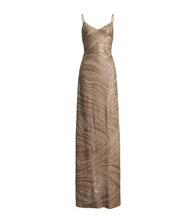 Ralph Lauren Mulberry Silk Sequin Gown In Neutral