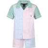 RALPH LAUREN MULTICOLOR COTTON PAJAMAS FOR GIRL WITH PONY