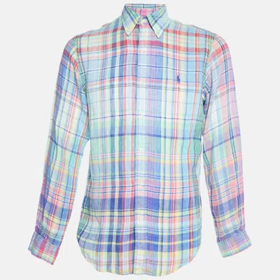 Pre-owned Polo Ralph Lauren Multicolor Madras Check Linen Button Down Shirt M