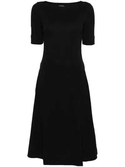 Ralph Lauren Munzie Flared Midi Dress In Black