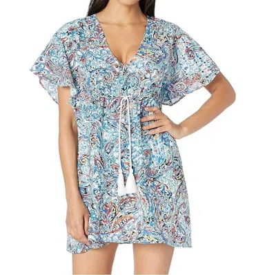 Polo Ralph Lauren Mystic Paisley Flutter Sleeve Dress In Blue