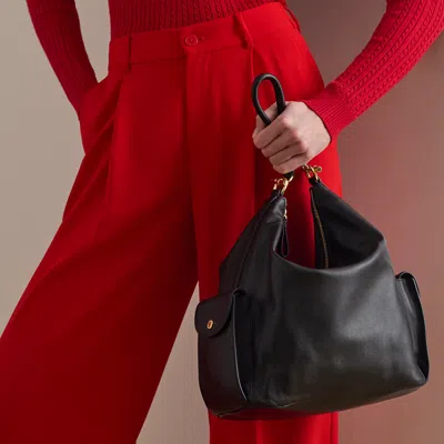 Ralph Lauren Nappa Leather Large Blaike Shoulder Bag In Black